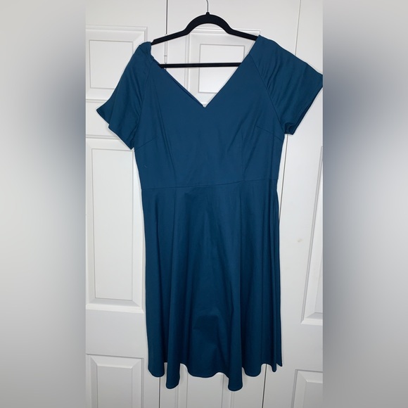 Women 1950s V-Neck Vintage Rockabilly Swing  Dress with Pockets (XXL) - Picture 6 of 9